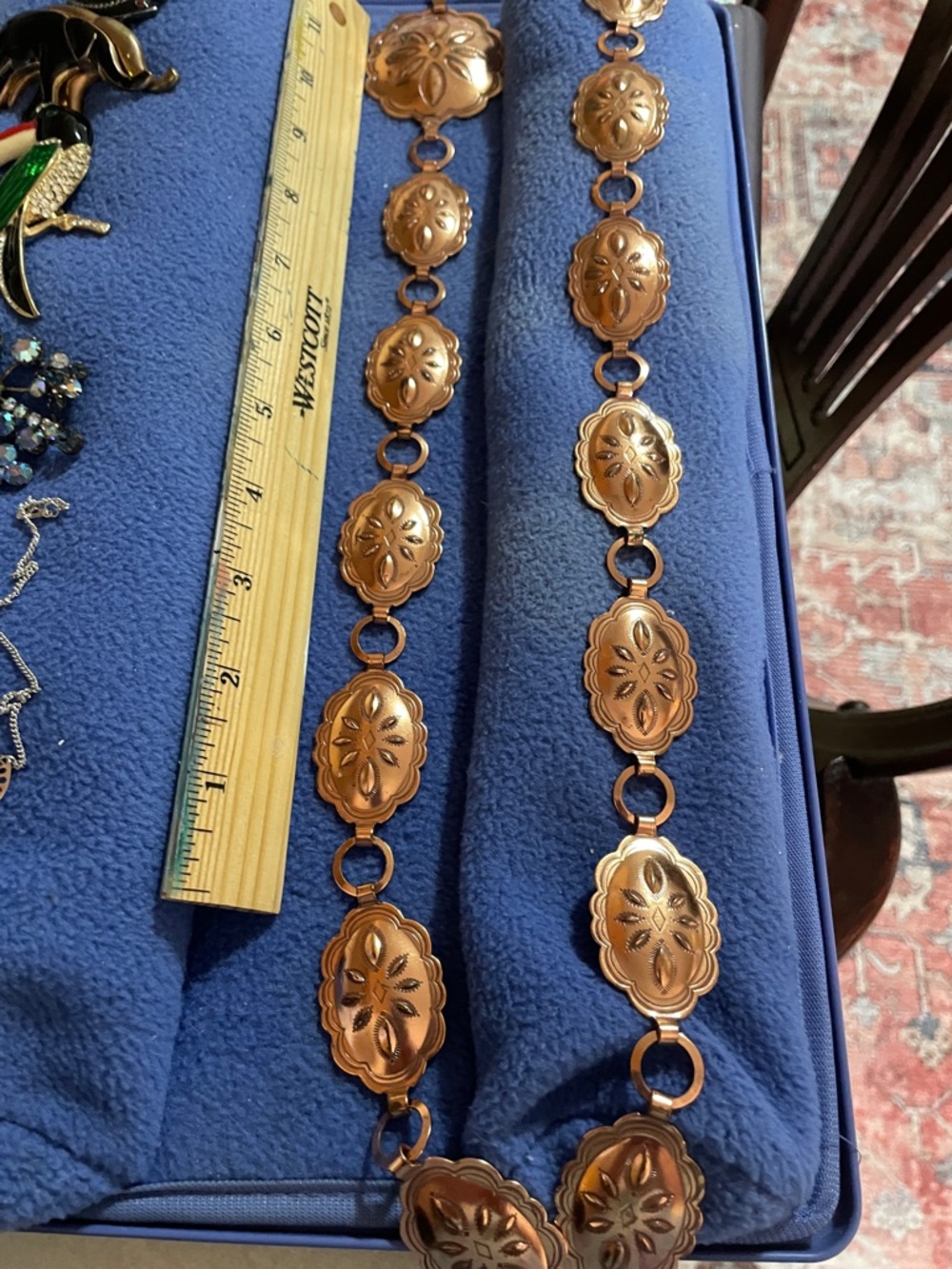 Copper Oval Link Statement Necklace - Floral Medallions